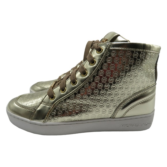 Michael Kors BRECK Metallic High Top Sneakers 7.5 - Picture 3 of 5